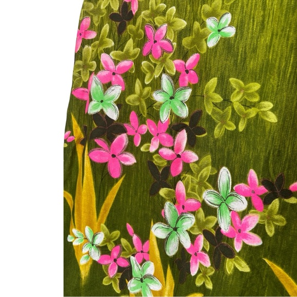 VTG 90's Rockabilly Style Green/Pink Floral Genna Golden Portland, OR Skirt Sz S - Picture 2 of 7